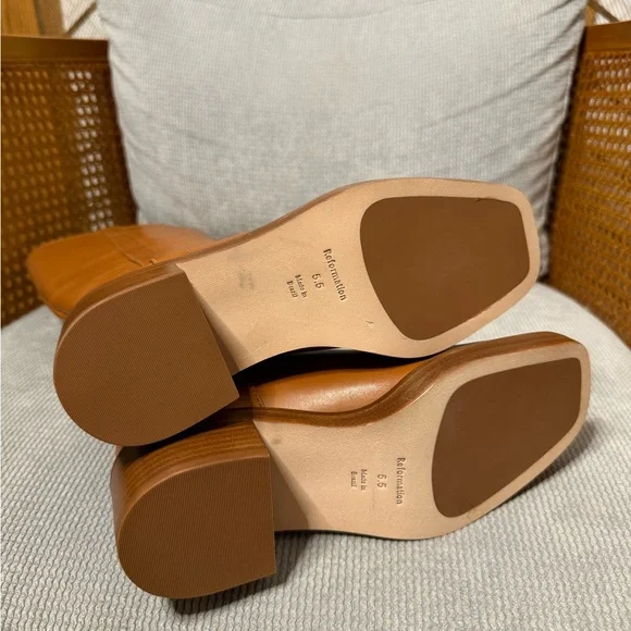 Reformation Frances Knee High Boot Whiskey Leather - Picture 9 of 10